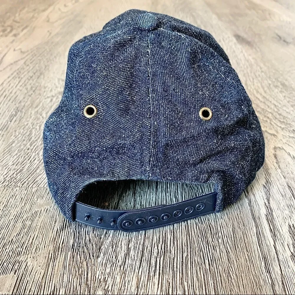 GUESS Vintage 90s Jeans Blue Denim 100% Cotton Cap Hat Adjustable Adult.
